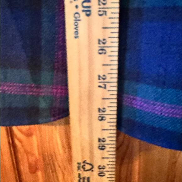 Vintage Plaid Blazer Wool Blend Blue Purple Green Career Jacket - Picture 7 of 9